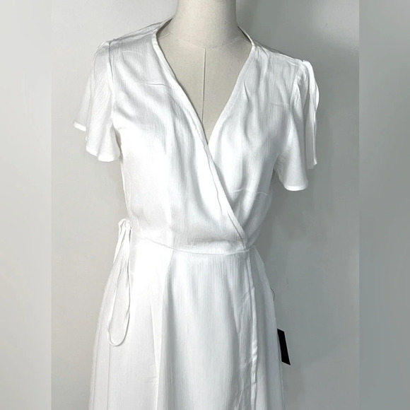 Lulu’s Harbor Point White Sheer Chiffon Wrap Dress Size Small and Medium - Picture 2 of 13